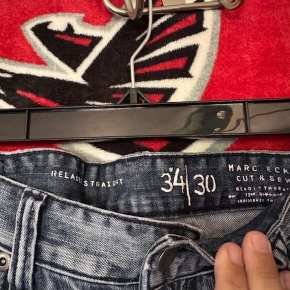 Mark Ecko Cut n Sew Relaxed Straight Mens Blue Jeans 34 x 30 - Picture 3 of 9